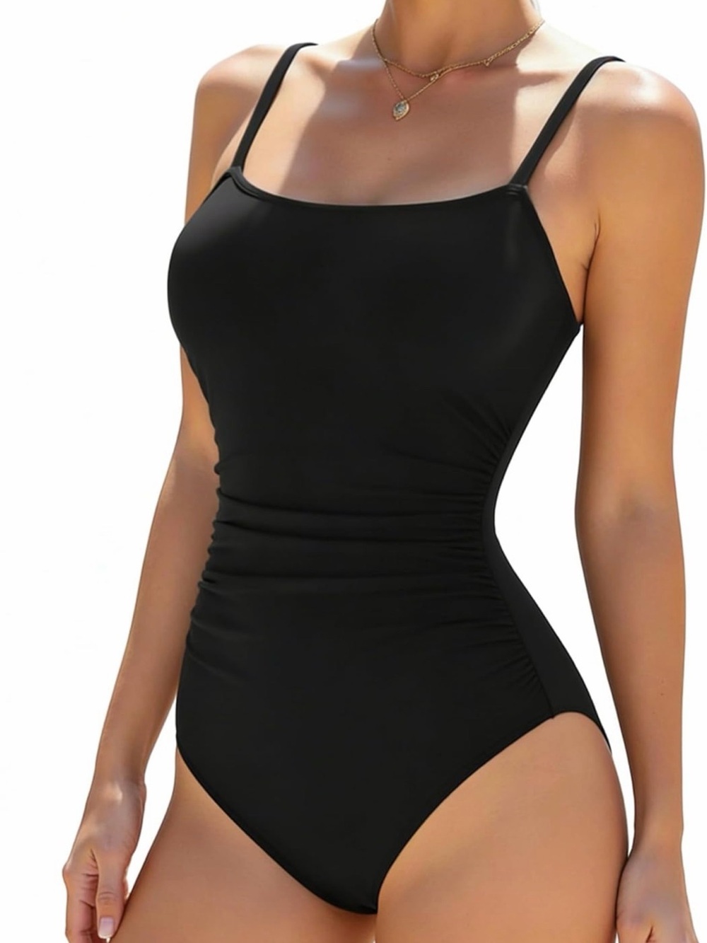 Women’s Black Ruched One-Piece Swimsuit